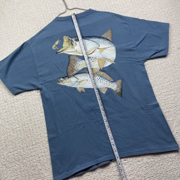 VTG Y2K Guy Harvey Original Fish Graphic T-Shirt Men's L Blue Single Pocket Tee - Picture 8 of 15
